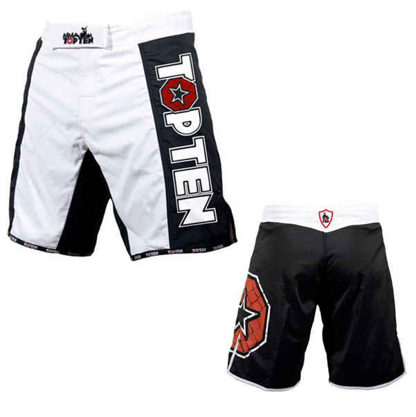 NICOPIASPORT Topten MMA Board Shorts, Svart/Vit