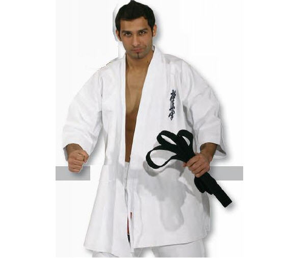 NICOPIASPORT Hayashi Kyokushinkai Karate GI, White with Drakblue