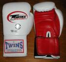Twins Thaiboxhandske Kort kardborr, Vit 10 oz