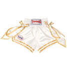Twins Thaishorts White & Gold Bow