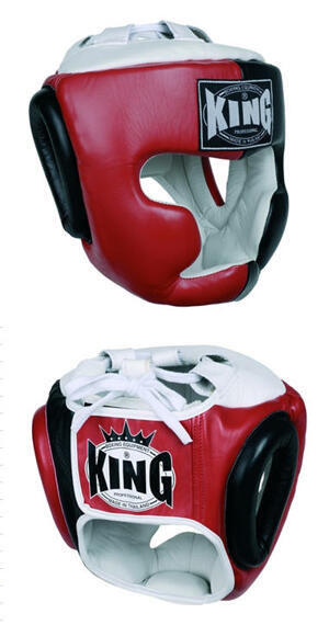 SKYDD - Huvudskydd - Boxning/kampsport Sparring - KING Huvudskydd Sparring Skintex Röd/Svart/Vit