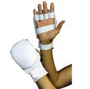 HANDSKAR - Karate/JuJutsu - Ultimate Knogskydd Läder Vit, Medium